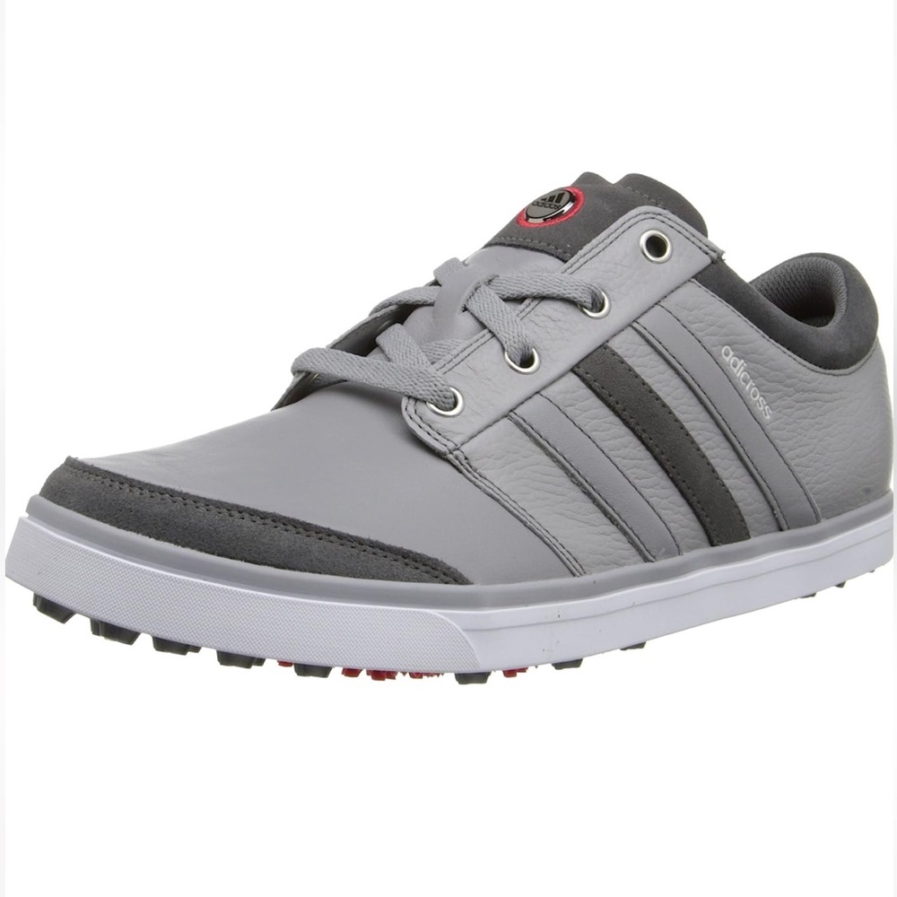 Adidas Men's Adicross Gripmore Leather Golf Shoes Gray / Red Size 9.5